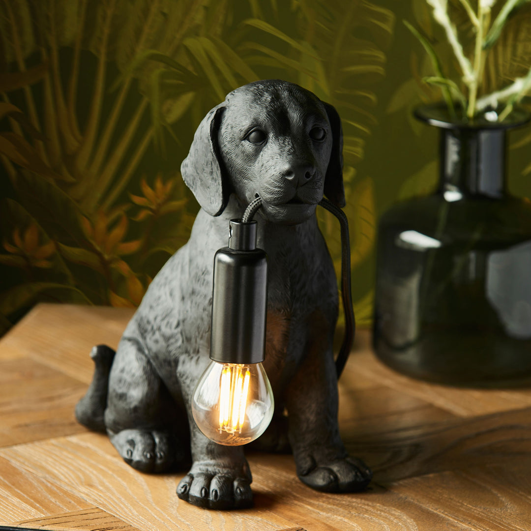 Labrador Puppy Table Lamp | Black