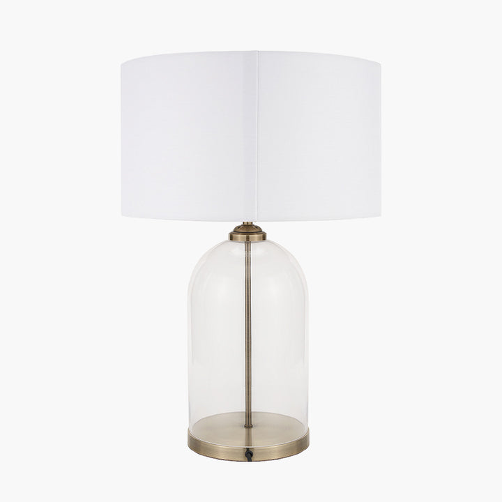 Cloche Clear Glass and Antique Brass Table Lamp