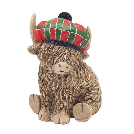 Archie in a Tartan hat - Highland cow 12cm