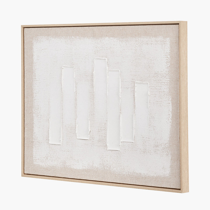 White and Natural Textured Canvas with Natural Frame