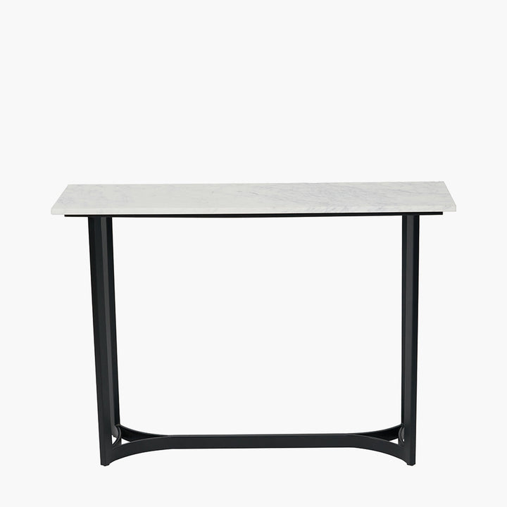 Hendrick White Marble and Black Metal Console Table