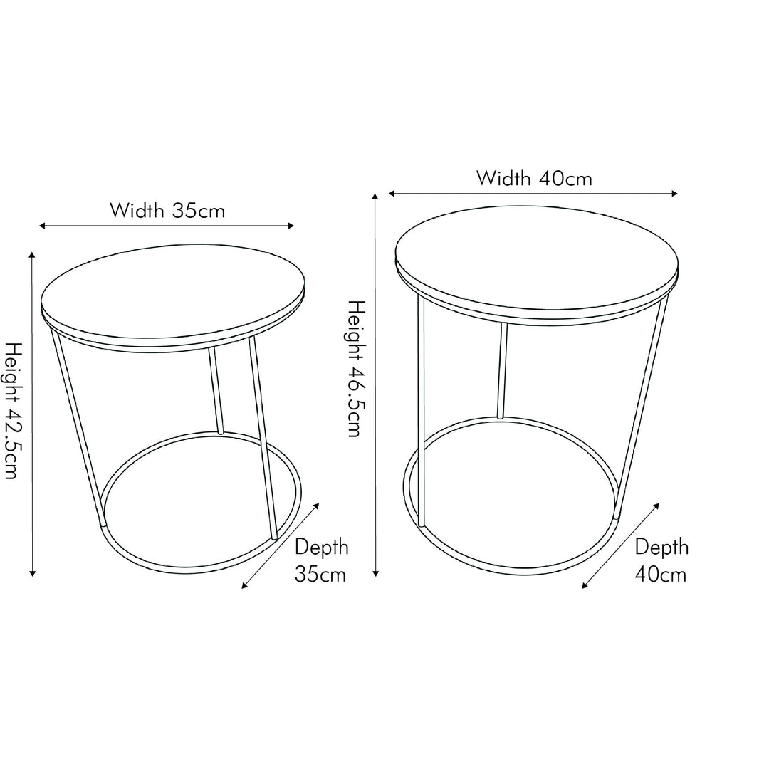 Milly S/2 Green Marble and Gold Metal Side Tables