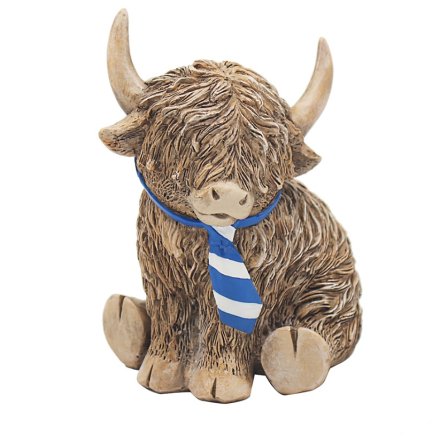 Doddy the Happy Highland Calf - Blue Tie