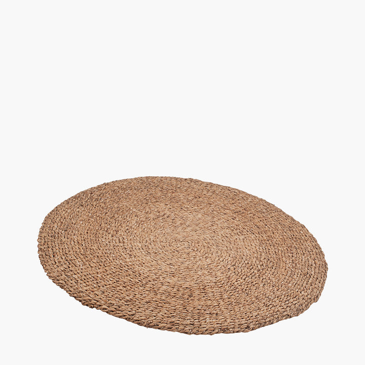 Woven Light Brown Water Hyacinth Round Rug 120cm