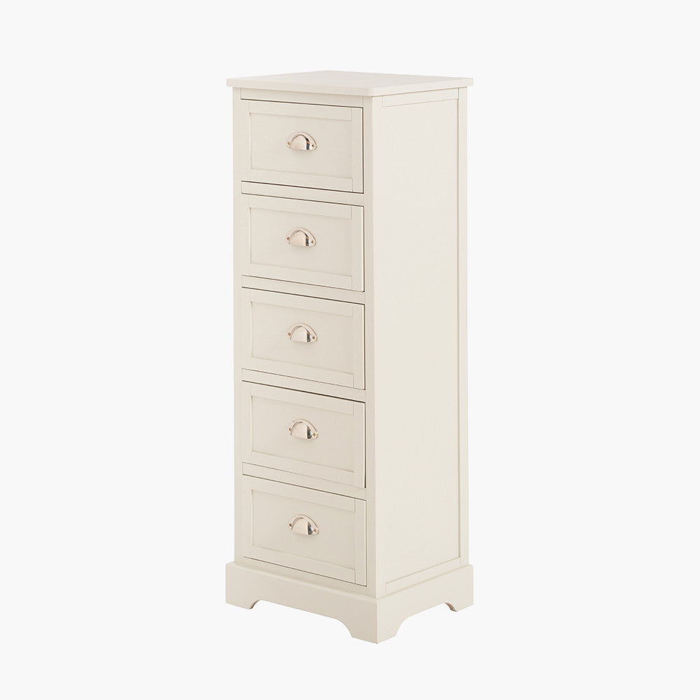 Croft Linen Pine Wood 5 Drawer Tall Unit