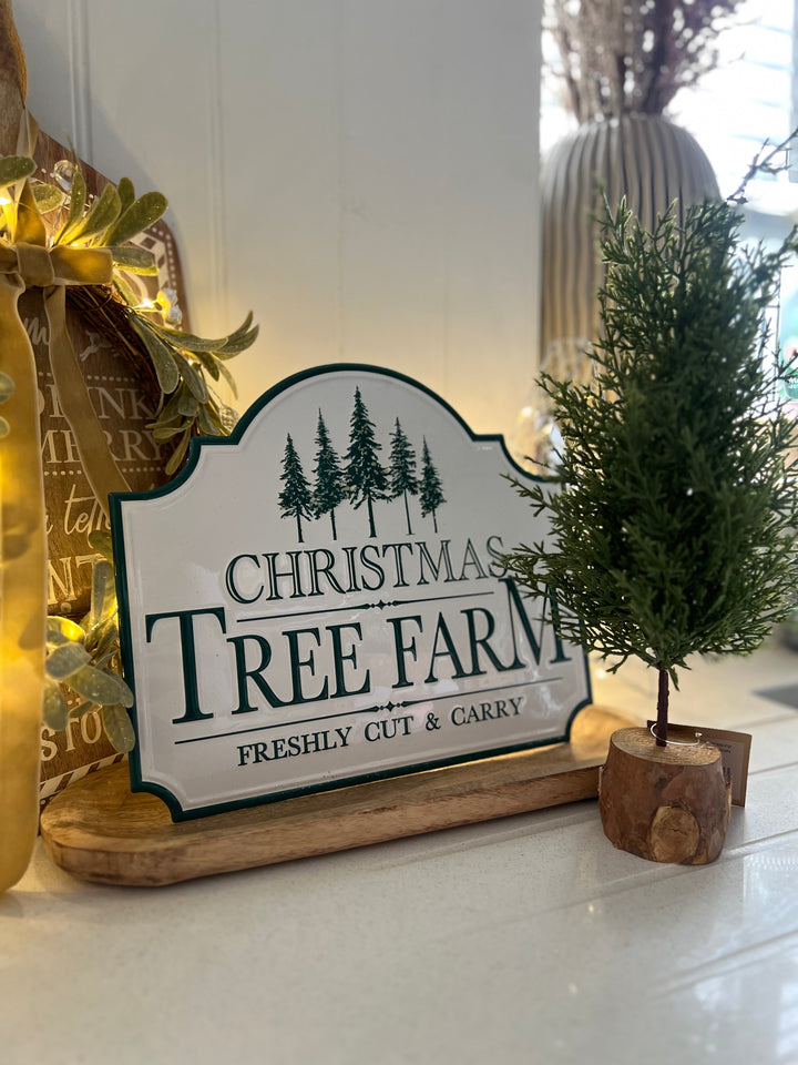 Metal Christmas Tree Farm Sign, 30cm