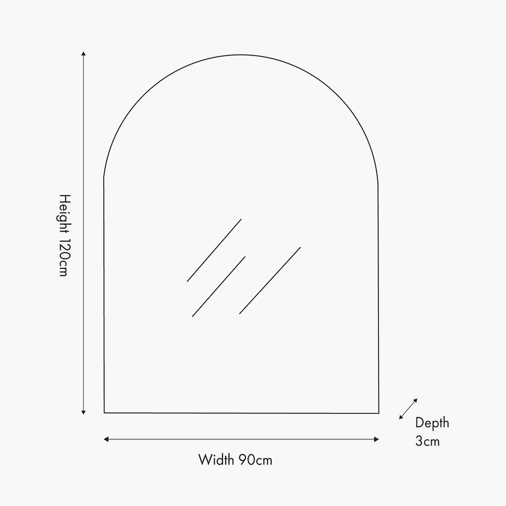 Brushed Gold Metal Slim Frame Tall Arch Wall Mirror