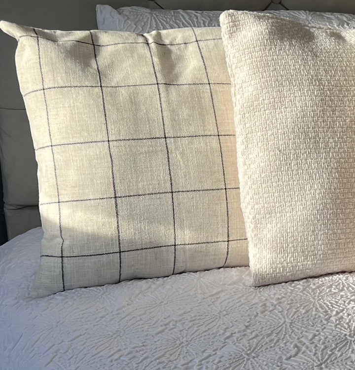 Neutral Checked Cushion Cover 45cm×45cm