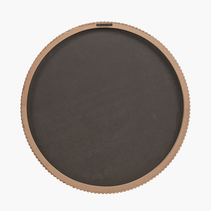 Natural Oak Wood Veneer Textured Edge Round Wall Mirror