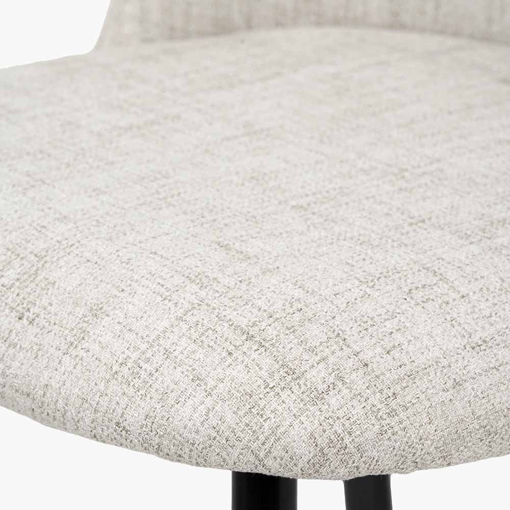 Turi Pebble Linen Mix and Black Metal Bar Stool