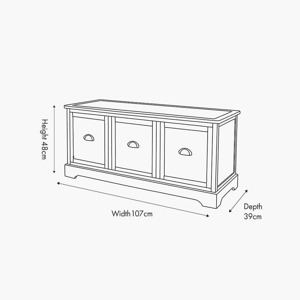 Croft Linen Pine Wood 3 Drawer Unit