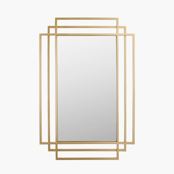 Gold Metal Art Deco Rectangular Wall Mirror