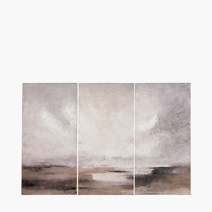 S/3 Grey and Neutrals Abstract Landscape Canvases