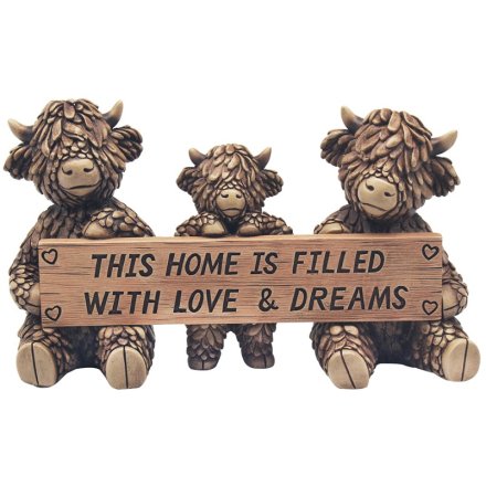 Ewan's Highland Cow Family and Decorative Plaque