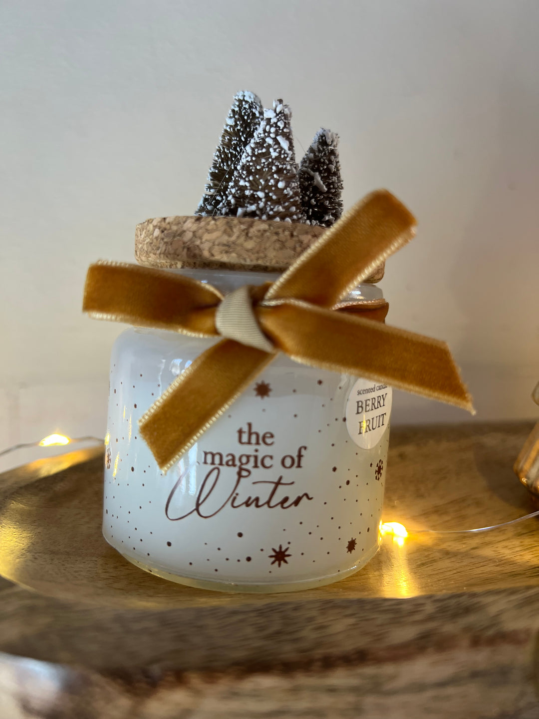 Candle With Gold Velvet Bow Tree 6cm