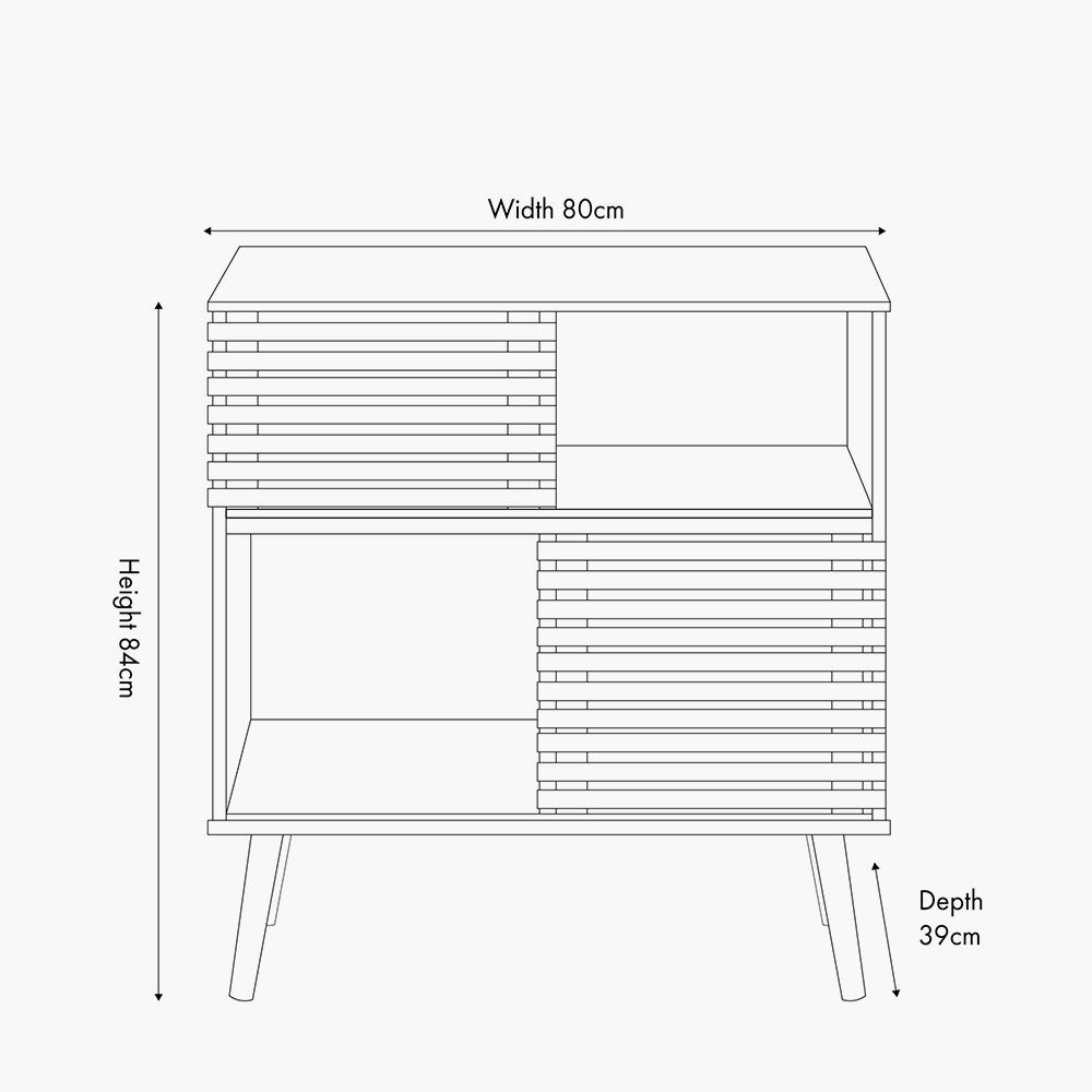 Larvik Natural Eucalyptus Wood 2 Door 2 Shelf Unit