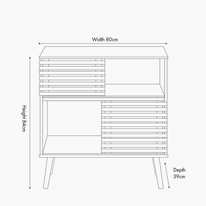 Larvik Natural Eucalyptus Wood 2 Door 2 Shelf Unit