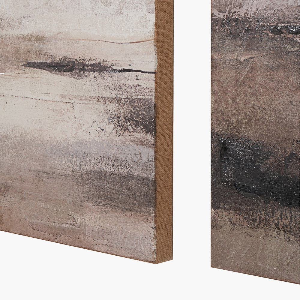 S/3 Grey and Neutrals Abstract Landscape Canvases