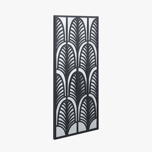 Black Metal Rectangular Mirrored Wall Art