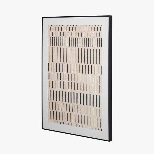 Natural Canvas with Black Stripe Pattern and Black Frame