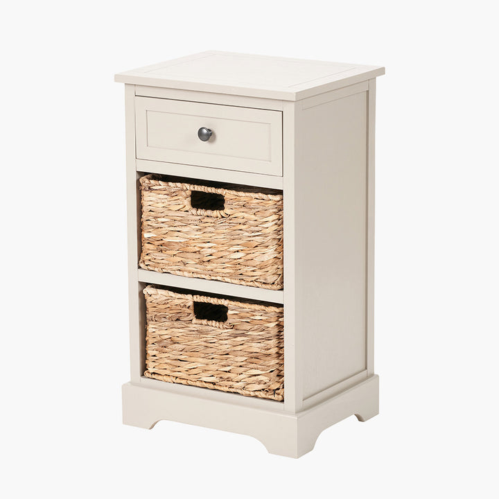 Devonshire Greige Pine Wood 1 Drawer 2 Basket Unit