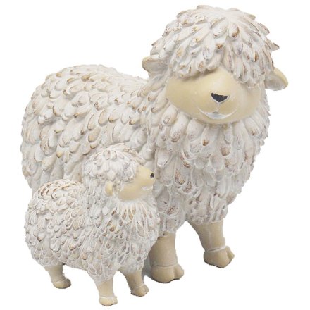 Bella the White Shaggy Sheep & Her Lamb Ornament