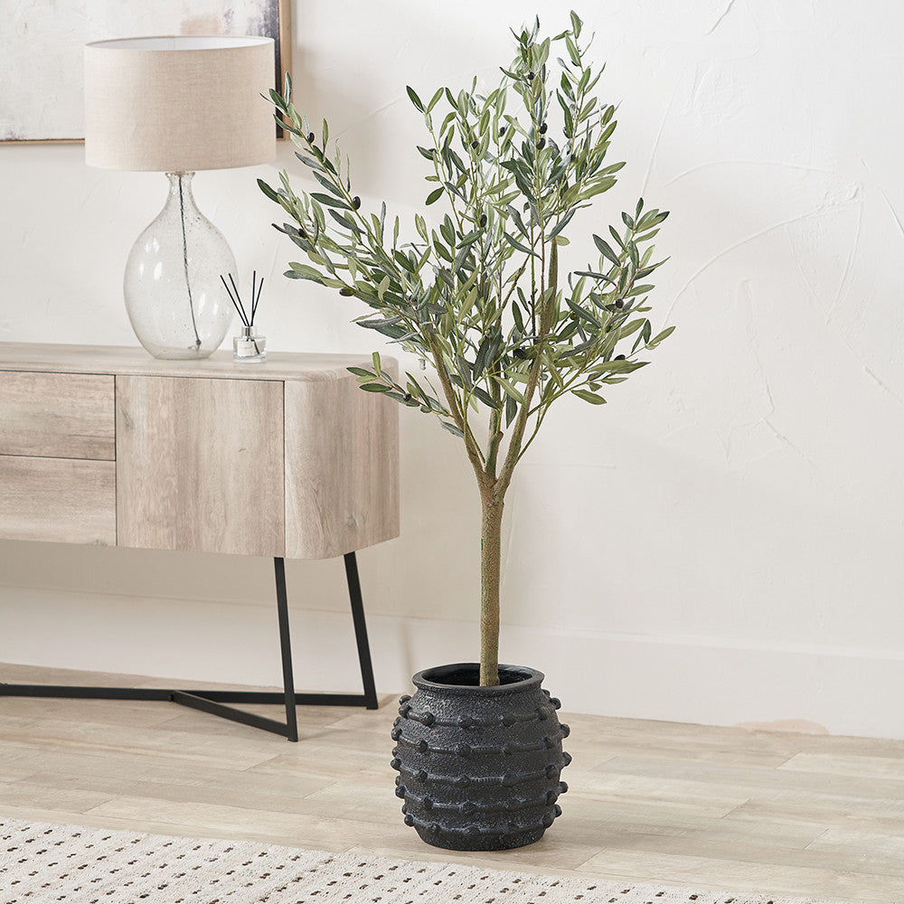 Black Bobble Fibrestone Decorative Planter | Small 29cm