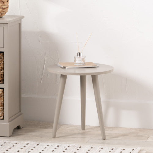 Devonshire Greige Pine Wood Side Table