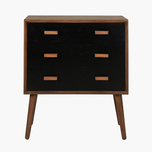 Klee Black Pine Wood 3 Drawer Unit