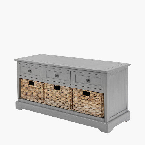 Devonshire Grey Pine Wood 3 Drawer 3 Basket Unit