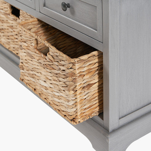 Devonshire Grey Pine Wood 3 Drawer 3 Basket Unit