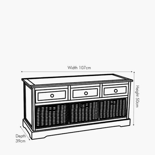 Devonshire Grey Pine Wood 3 Drawer 3 Basket Unit