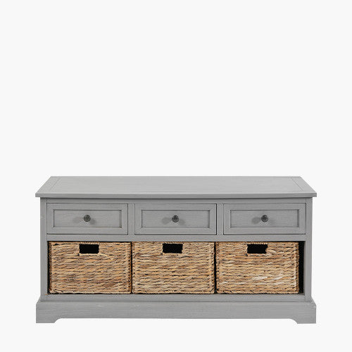 Devonshire Grey Pine Wood 3 Drawer 3 Basket Unit