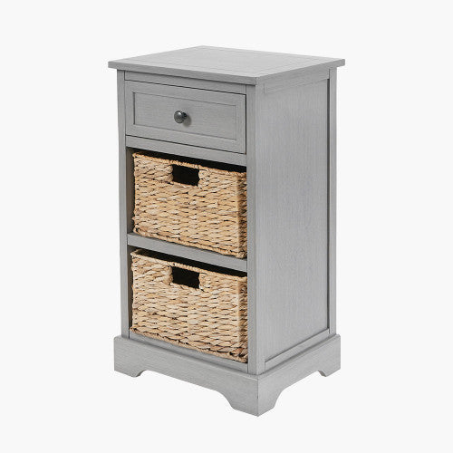 Devonshire Grey Pine Wood 1 Drawer 2 Basket Unit