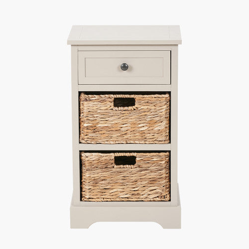 Devonshire Greige Pine Wood 1 Drawer 2 Basket Unit