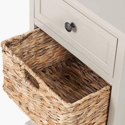 Devonshire Greige Pine Wood 1 Drawer 2 Basket Unit