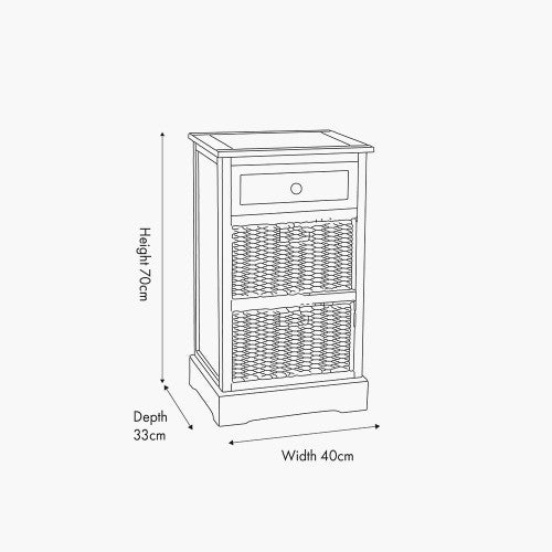 Devonshire Greige Pine Wood 1 Drawer 2 Basket Unit