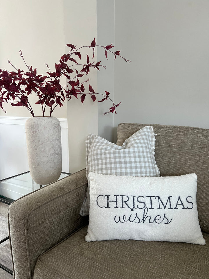 Fluffy Boucle Christmas Wishes Filled Cushion, 50cm