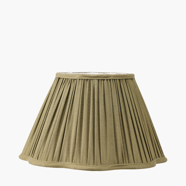 Malia 30cm Olive Green Mushroom Pleat Scalloped Tapered Lamp Shade