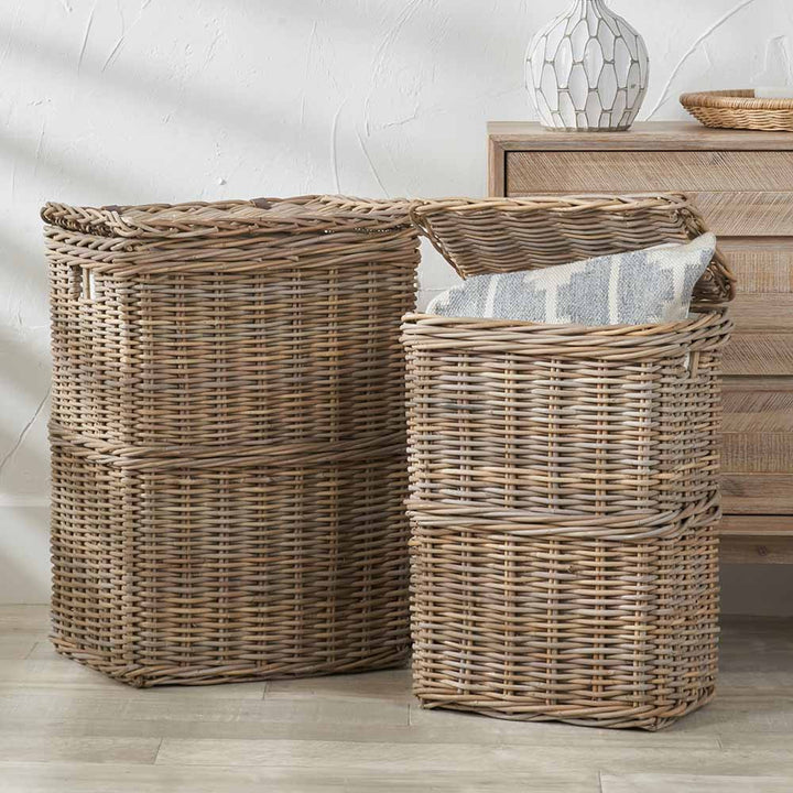 S/2 Grey Kubu Rectangular Linen Baskets