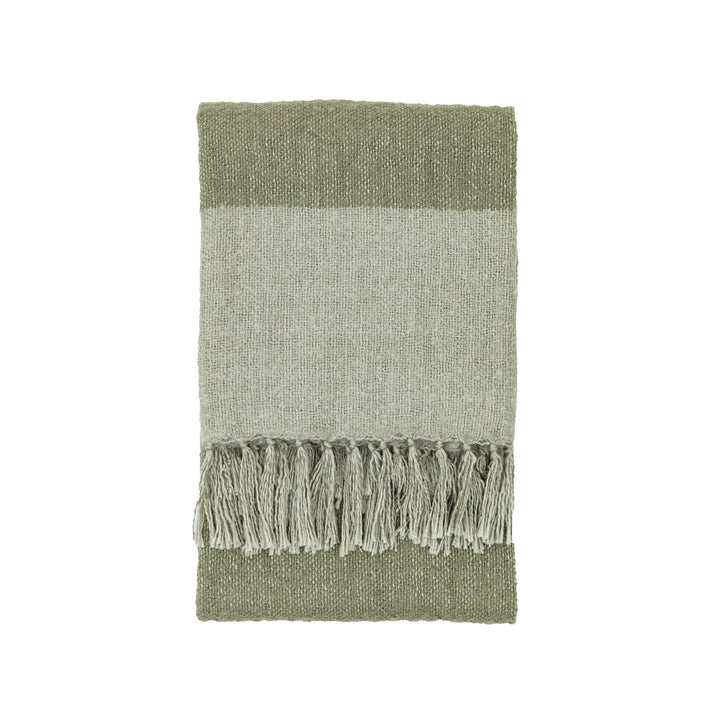 Olive Stripe Faux Mohair Throw 180cm