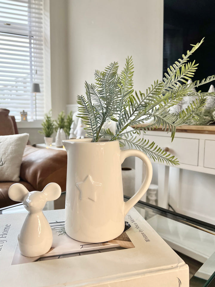 Large Ceramic Star White Jug