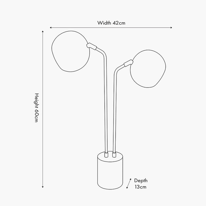 Bailey Black Metal 2 Head Table Lamp