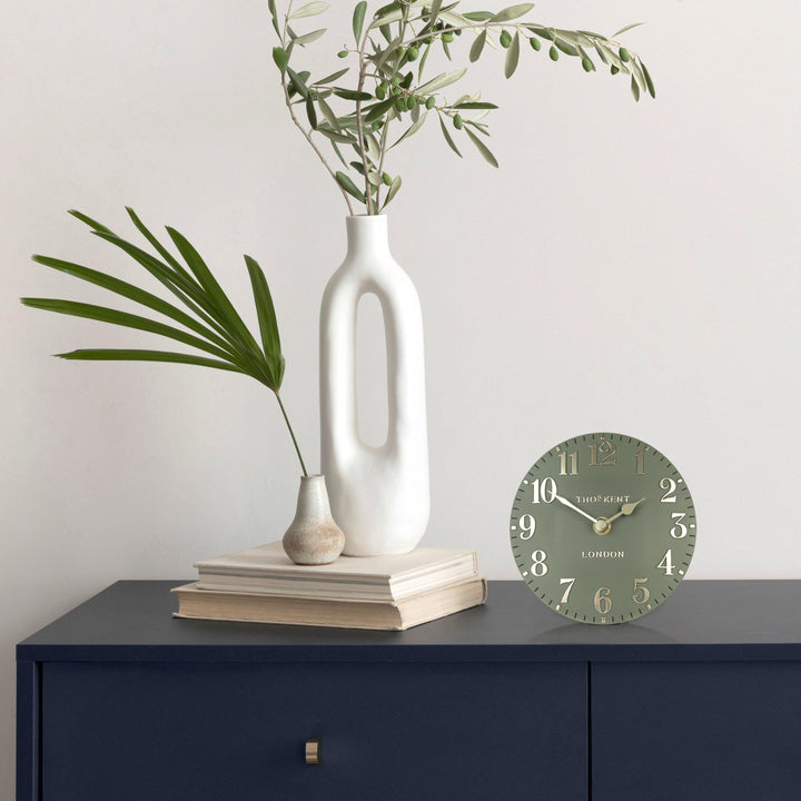 Arabic Mantel Clock Lichen Green