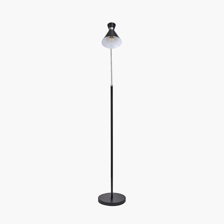 Benedict Black and Brushed Silver Metal Floor Lamp