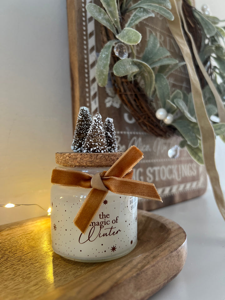 Candle With Gold Velvet Bow Tree 6cm