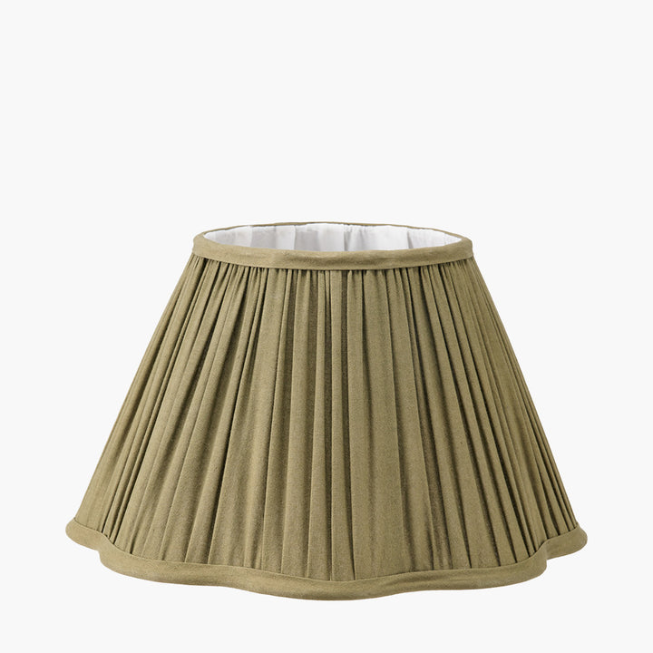 Malia 30cm Olive Green Mushroom Pleat Scalloped Tapered Lamp Shade
