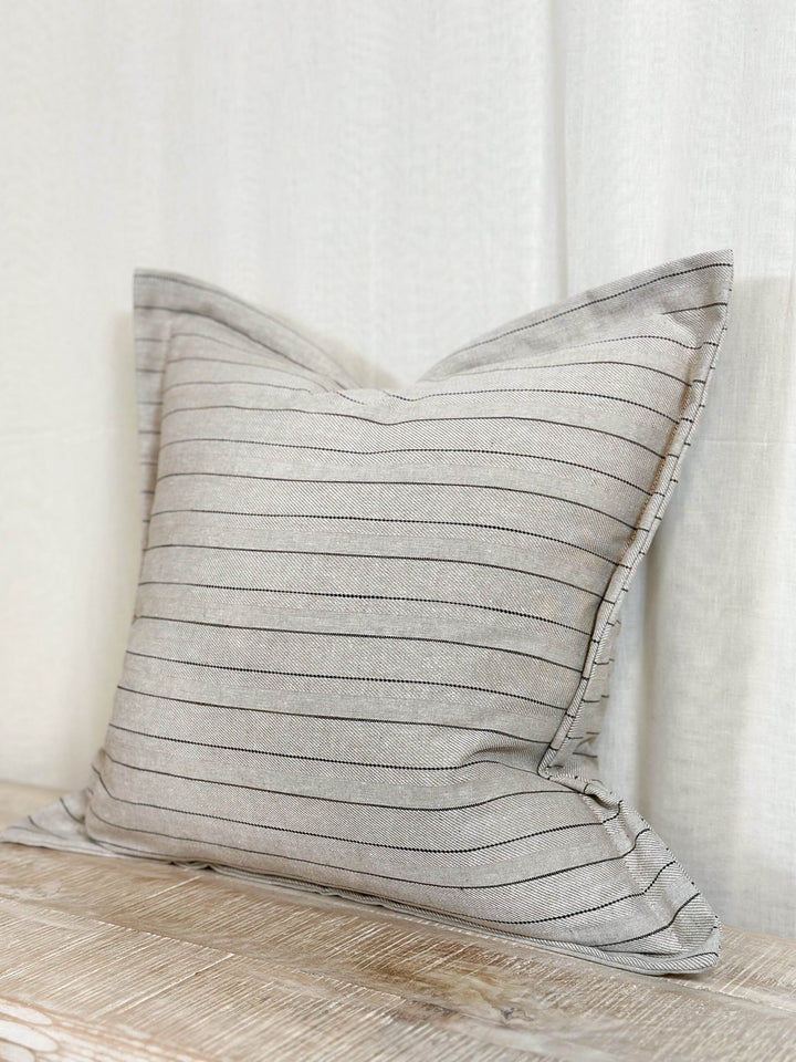 Linen Blend 45x45 Greige Stripe Cushion Cover