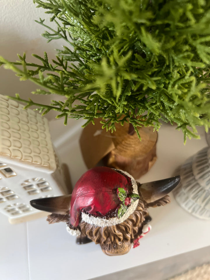 Christmas Highland Cow, 11cm