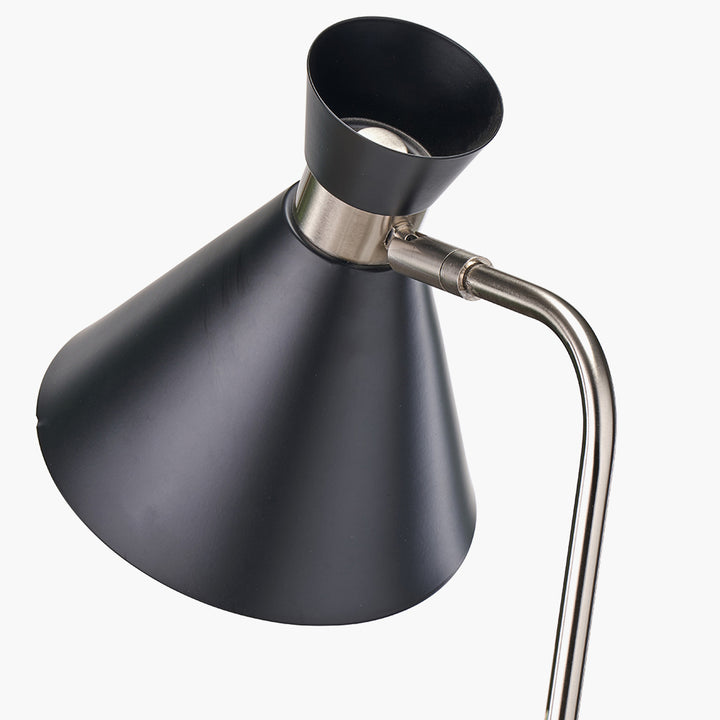 Benedict Black and Brushed Silver Metal Floor Lamp